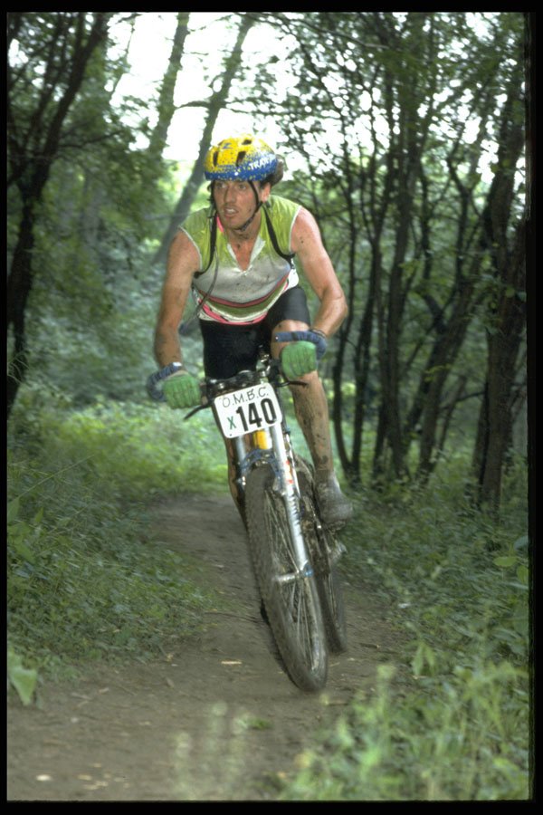 732020 Mountain Biker Through The Trees A4 Photo Print