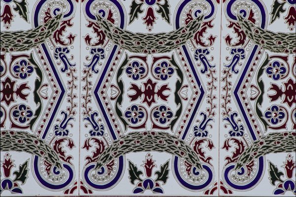 733052 Blue Orange Tile, Abstract, Velez Malaga, Malaga, Spain A4 Photo Print