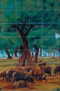 733078 Wild Boar Tile, Dos Hermanas, Seville, Spain A4 Photo Print