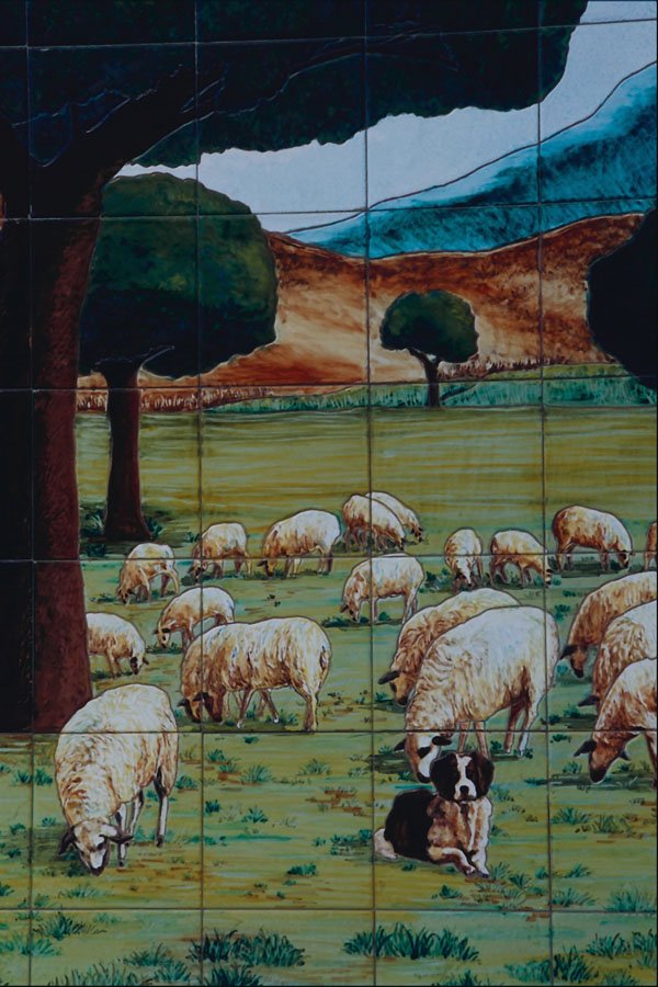 733081 Sheep Dog With Sheep, Dos Hermanas, Seville, Spain A4 Photo Print