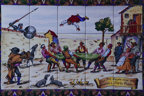 733082 Don Quijote And Sancho Panza Tile, Toledo, Spain A4 Photo Print