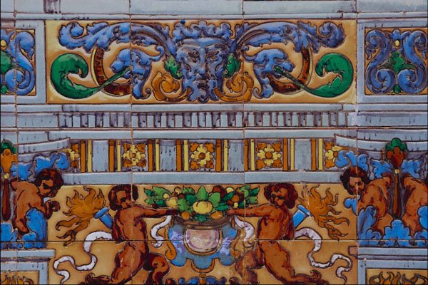 733089 Figures Tile, Plaza De Espana, Seville, Spain A4 Photo Print