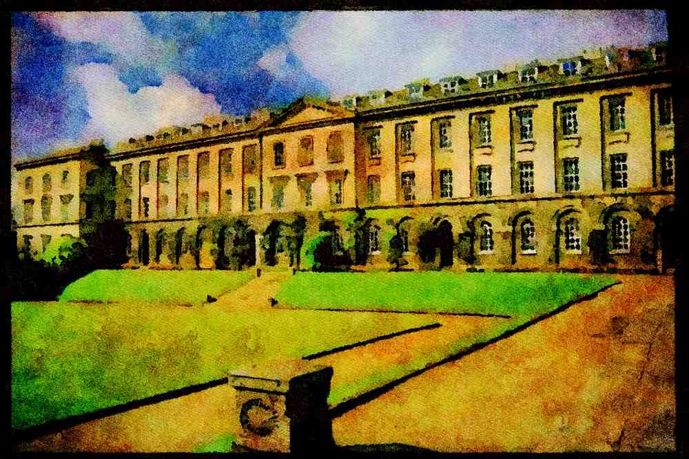 734005 The Sweeping Lawns Of Worcester College Are Oxford's Finest, Great Britain A4 Limited Edition Watercolour Print