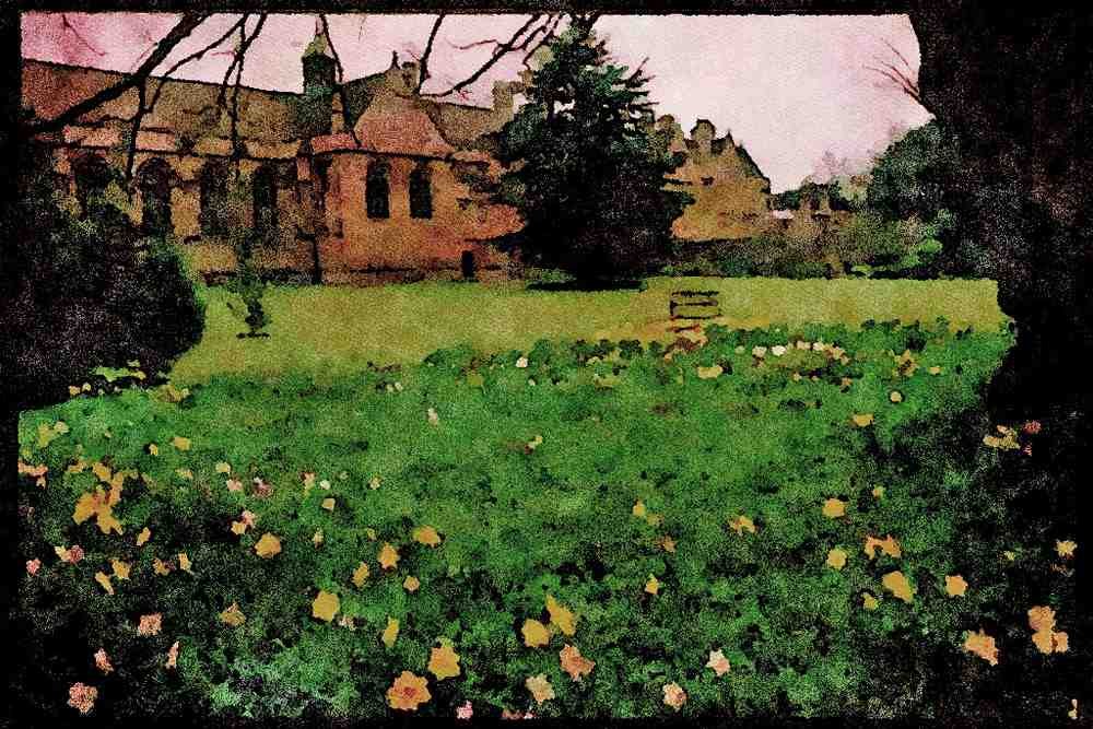 734011 Springtime In Wadham College Gardens, Oxford, Great Britain A4 Limited Edition Watercolour Print