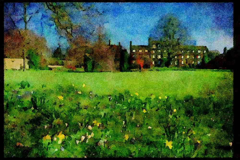 734057 The Paddock In Spring, Emmanuel College, Cambridge, United Kingdom A4 Limited Edition Watercolour Print