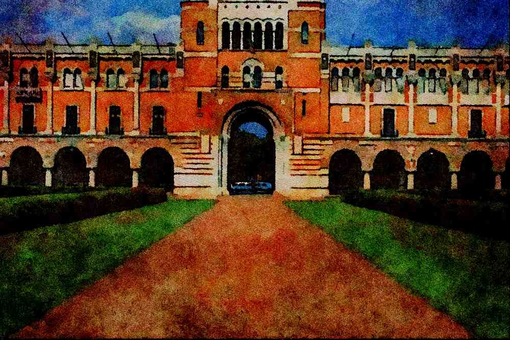 734081 Rice University Entrance, Southern Texas, U.S.A. A4 Limited Edition Watercolour Print