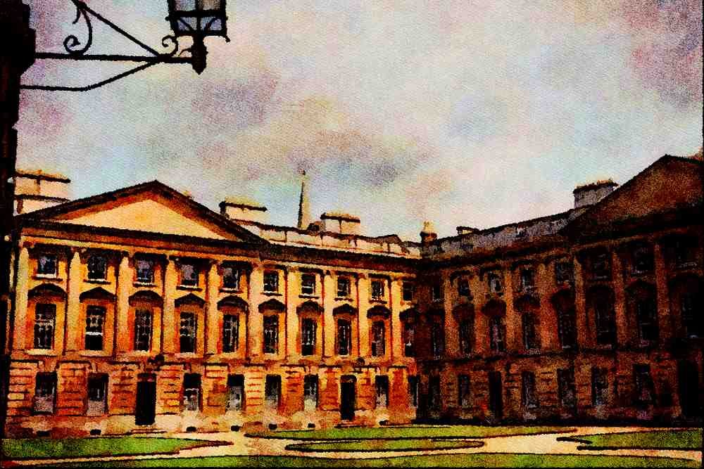 734097 Inner Courtyard, Christ Church College, Oxford, Great Britain A4 Limited Edition Watercolour Print