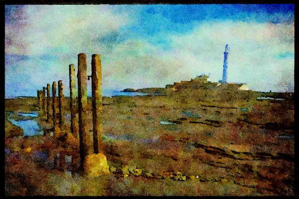 736004 Landscape, Lighthouse In Background A4 Limited Edition Watercolour Print
