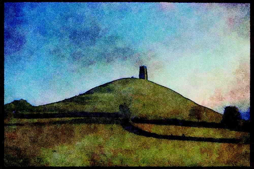 736007 St. Michael's Chapel And Tor, Glastonbury, Somerset, England A4 Limited Edition Watercolour Print