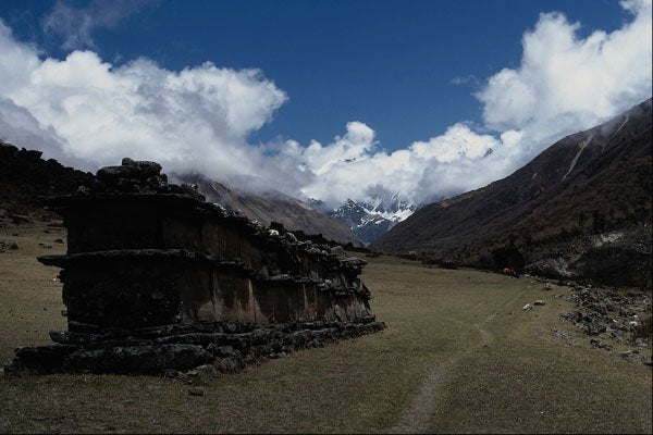 736031 Tibetan Prayer Wall, Langtang Valley, Himalayas, Nepal A4 Photo Print