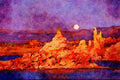 736034 Moonrise, Mono Lake, California, U.S.A. A4 Limited Edition Watercolour Print