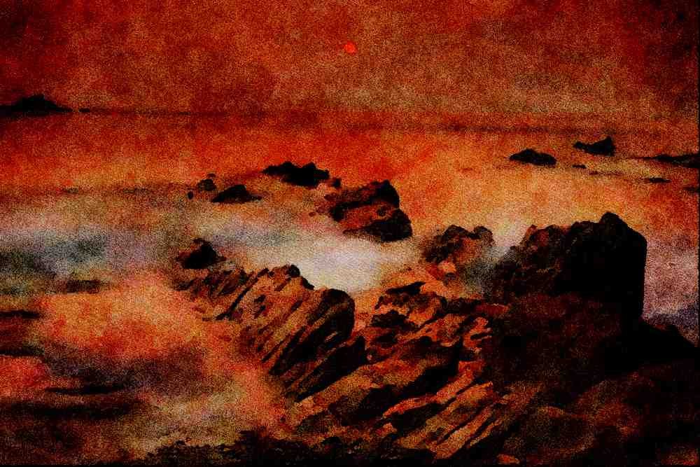 736043 Sunset From Ilfracombe Beach, North Devon, England A4 Limited Edition Watercolour Print