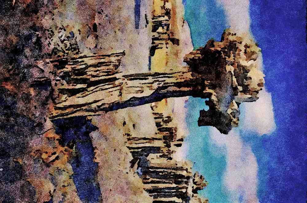 736047 Sand Tufa Formations, Mono Lake, California, U.S.A. A4 Limited Edition Watercolour Print