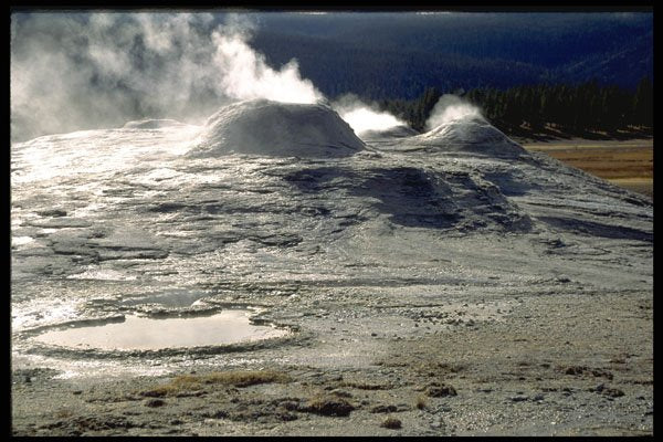 736053 Volcanic Land, Upper Geyser Basin, Yellowstone National Park, U.S.A. A4 Photo Print