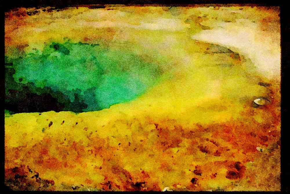 736055 Morning Glory Pool, Upper Geyser Basin, Yellowstone National Park, U.S.A. A4 Limited Edition Watercolour Print