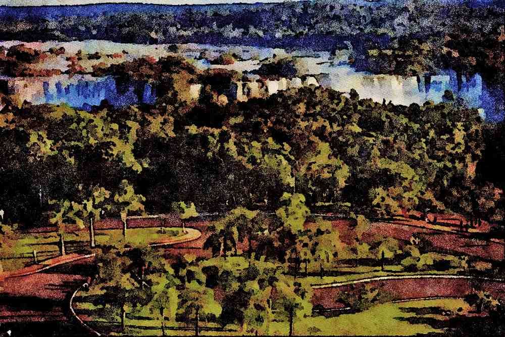 736057 Iguassu Falls, Brazil A4 Limited Edition Watercolour Print