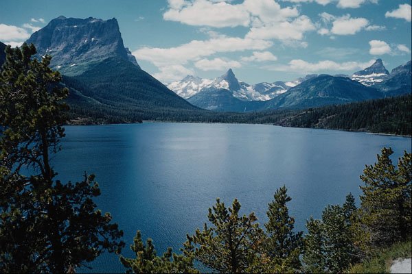 736072 Rocky Mountain Lake View, Glacier National Park, Montana, U.S.A. A4 Photo Print
