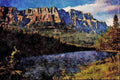 736076 Castle Mountain, Bow River, Alberta, Canada A4 Limited Edition Watercolour Print