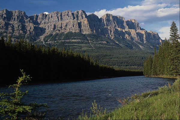 736076 Castle Mountain, Bow River, Alberta, Canada A4 Photo Print