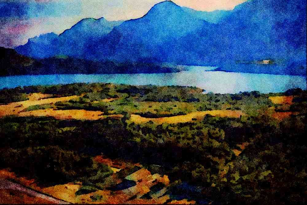 736079 Waterton Lakes, Alpine Stables, Alberta, Canada A4 Limited Edition Watercolour Print