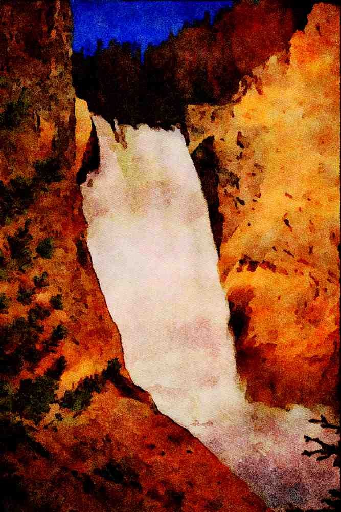 736092 Lower Yellowstone Falls, Yellowstone National Park, U.S.A. A4 Limited Edition Watercolour Print