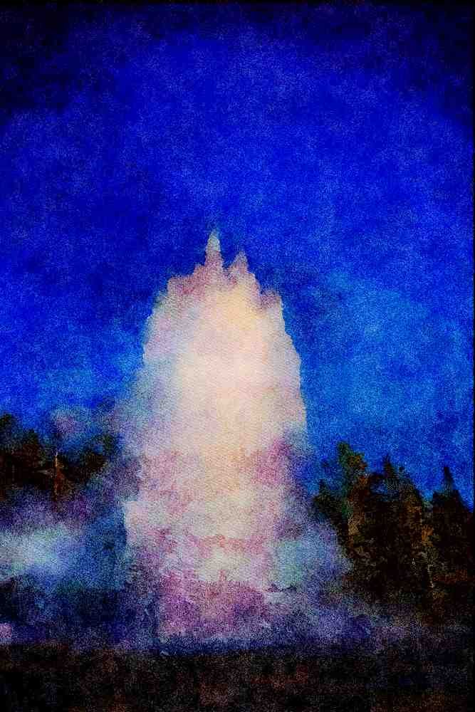 736095 Grand Geyser, Yellowstone National Park, U.S.A. A4 Limited Edition Watercolour Print
