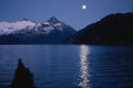 737018 Mountain Lake And The Moon, British Columbia, Canada A4 Photo Print