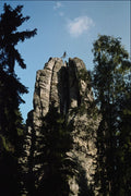 737019 Climber Jumping From One Rock Top To Another, Czech Republic A4 Photo Print