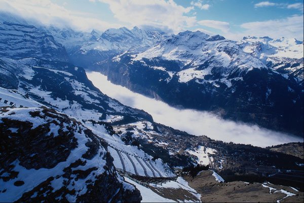 737040 Looking Towards Murren From Wengen A4 Photo Print