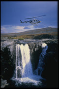 737056 Helicopter Over Pitsuskongas Falls A4 Photo Print