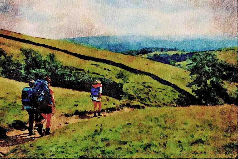 738007 Walkers At Ings, Near Ingleton, Yorkshire A4 Limited Edition Watercolour Print