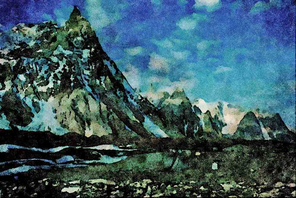 738012 Concordia And Mitre Peak, Pakistan A4 Limited Edition Watercolour Print