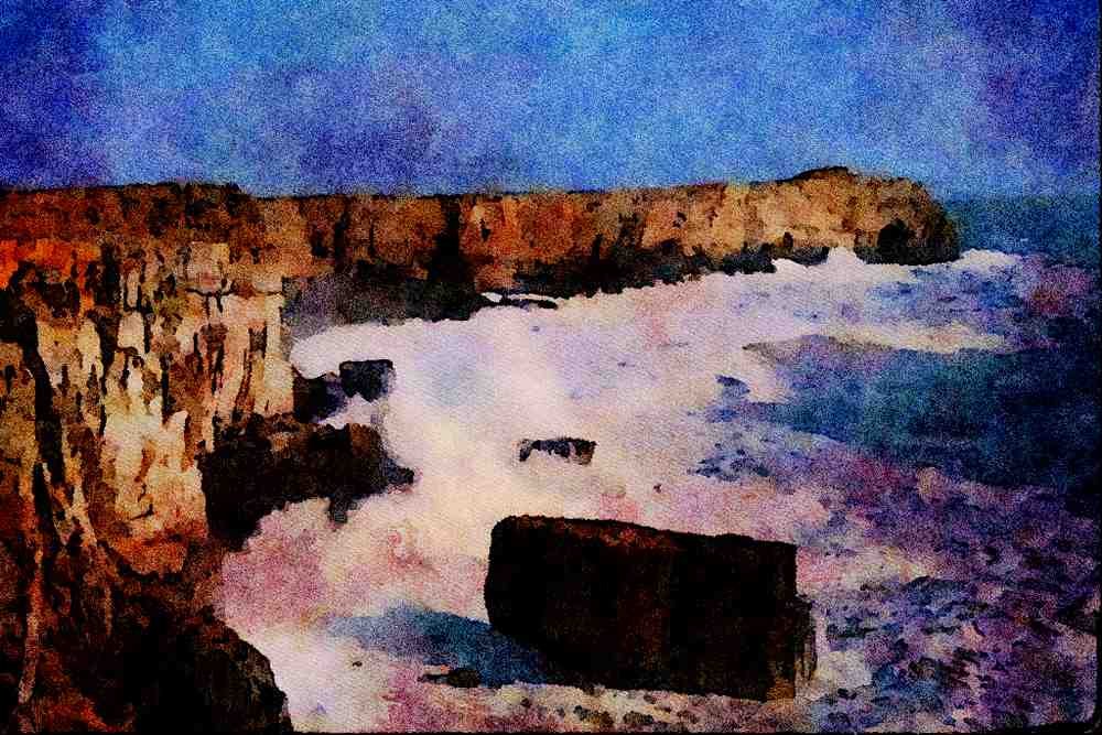 738017 Wild Atlantic Rollers Pounding St. Govan's Head A4 Limited Edition Watercolour Print