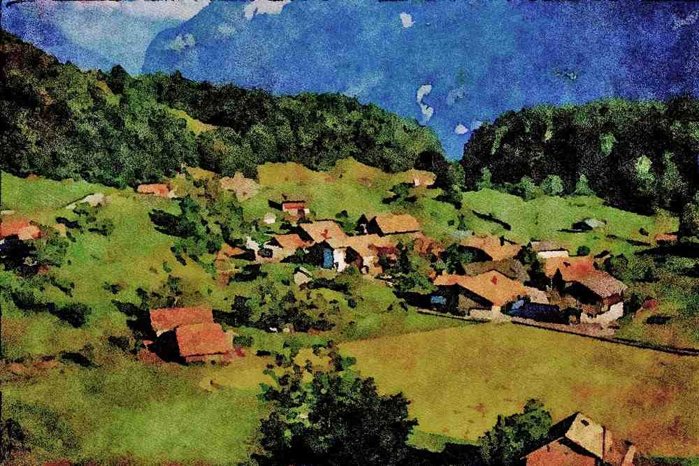 738064 Scene Near Brienz, Switzerland A4 Limited Edition Watercolour Print
