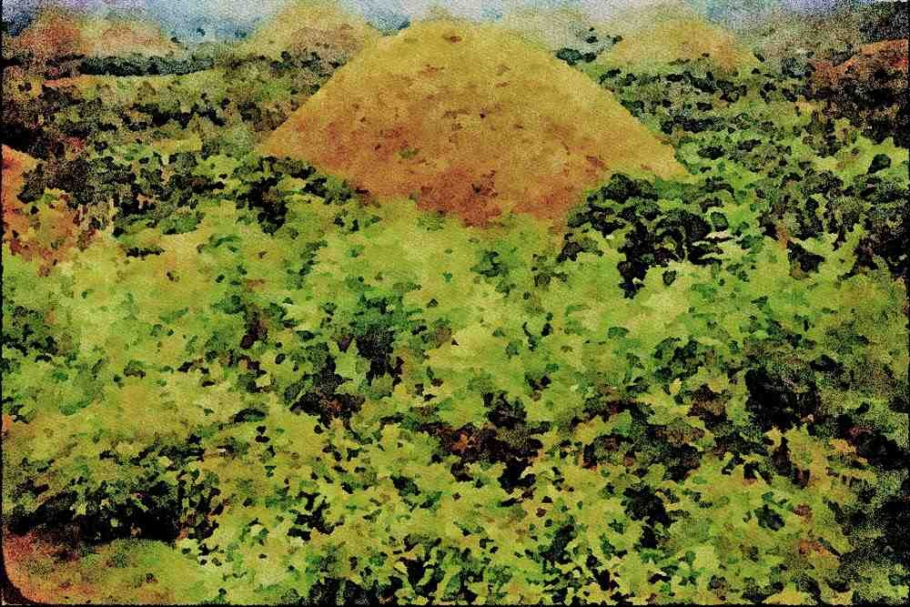 738071 Chocolate Hills, Bohol Island, Philippines A4 Limited Edition Watercolour Print