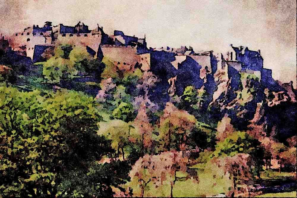 738074 Edinburgh Castle From Pricess Street, Scotland A4 Limited Edition Watercolour Print
