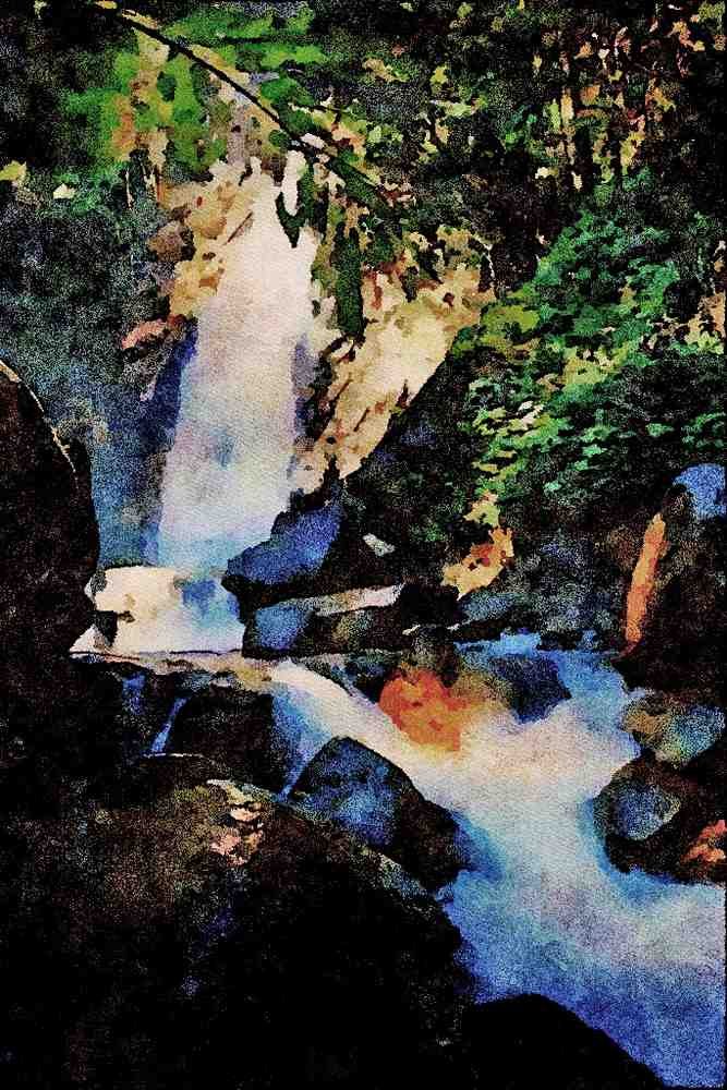 738092 Waterfall Near Chiang Rai, Northern Thailand A4 Limited Edition Watercolour Print