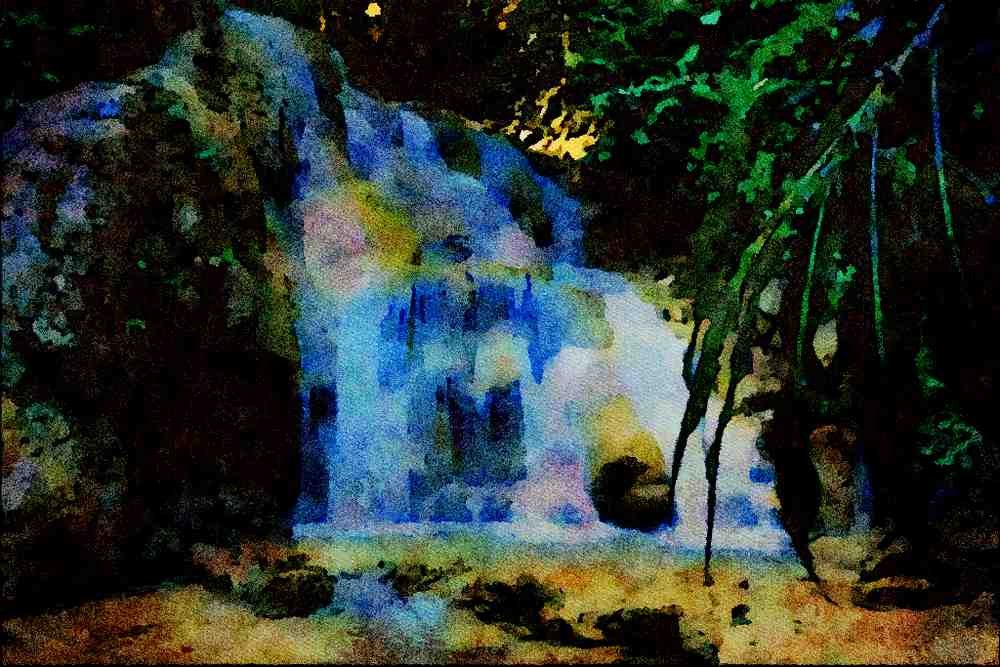 738093 Waterfall Near Chiang Rai, Northern Thailand A4 Limited Edition Watercolour Print