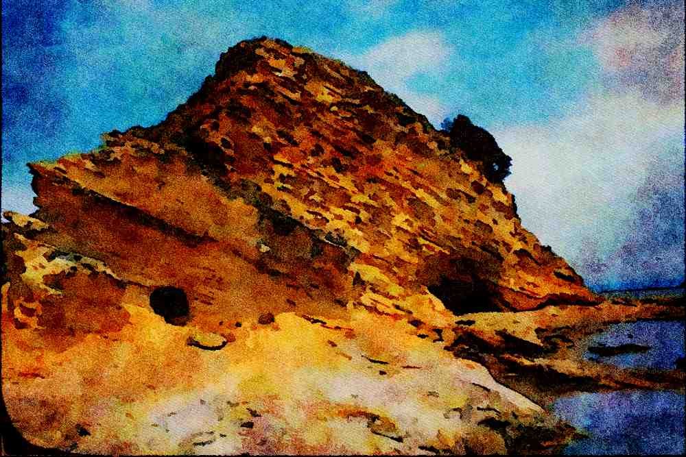 739003 Coast Of Kefalonia, Greece A4 Limited Edition Watercolour Print