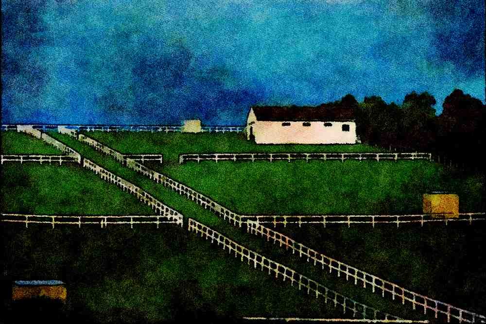 739008 Horse Stud Farm In Lilydale, Victoria, Australia A4 Limited Edition Watercolour Print