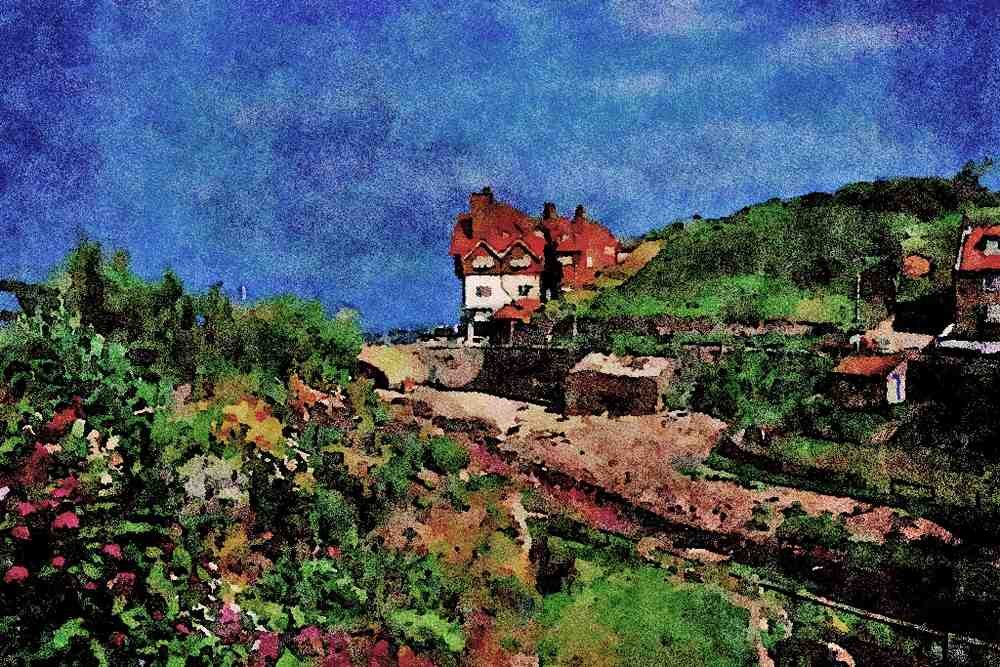 739033 Sandsend Village, North Yorkshire, U.K. A4 Limited Edition Watercolour Print