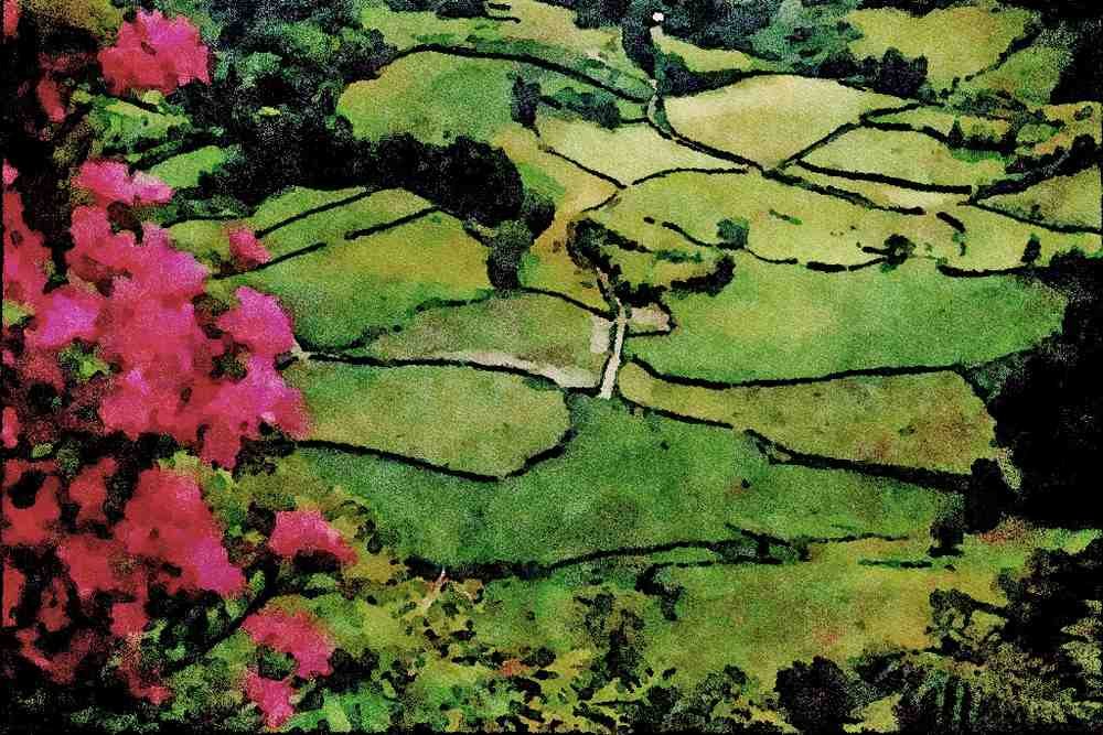 739041 Landscape At Sao Miguel, Acores Islands A4 Limited Edition Watercolour Print