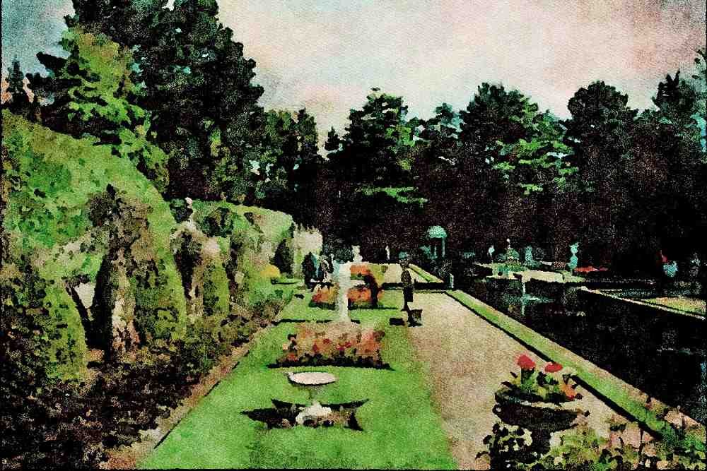 739045 Compton Acres Italian Gardens, Poole, U.K. A4 Limited Edition Watercolour Print