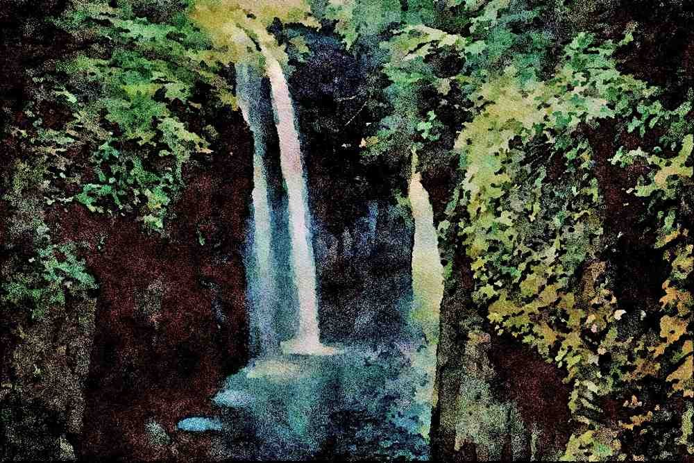 739081 Ito Waterfalls, Miyazaki, Japan A4 Limited Edition Watercolour Print