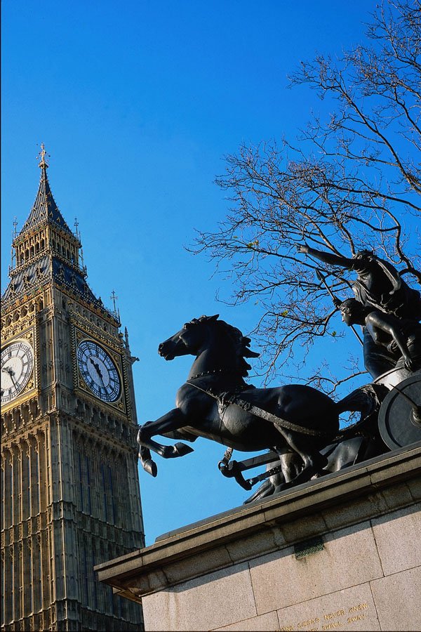 741059 Bodicea Statue And Big Ben, London, England A4 Photo Print
