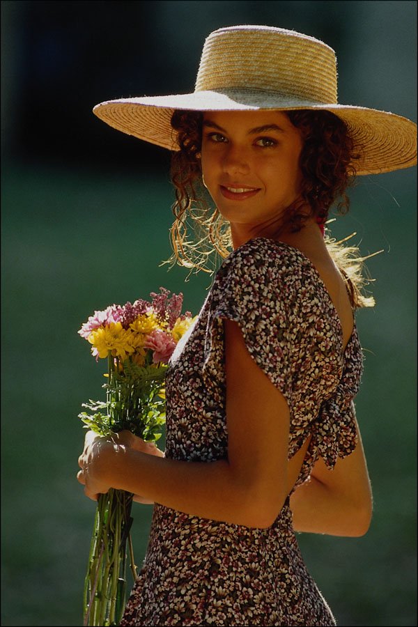 743034 Flower Girl With Hat A4 Photo Print