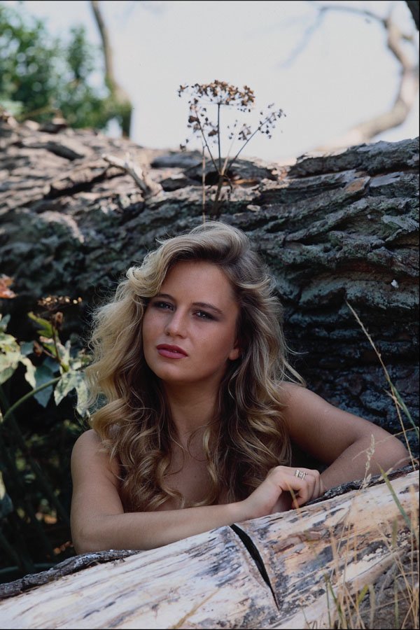 745032 Girl Amid Tree Trunks A4 Photo Print