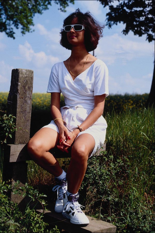 745069 Portrait, Woman In White, Rural Setting A4 Photo Print