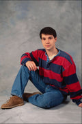 745070 Young Man In Red And Blue Rugby Shirt A4 Photo Print