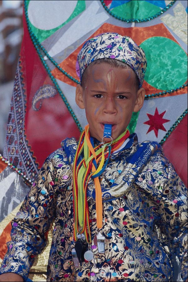 745073 Boy With Carnival Costume And Whistle A4 Photo Print